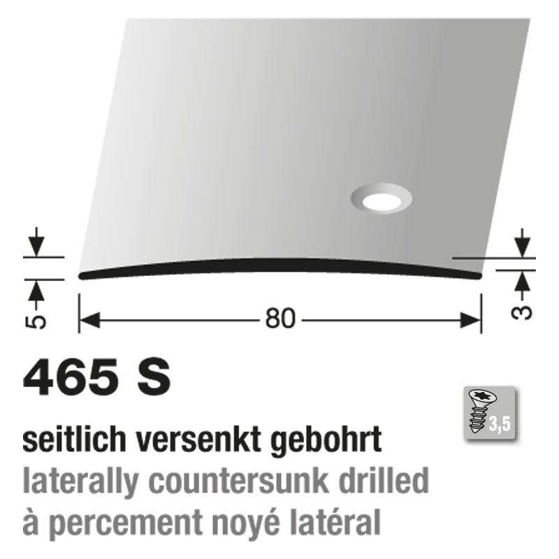 Küberit Alu Übergangsprofil 80 mm, Typ 465 S, 500 cm, silber (F4)