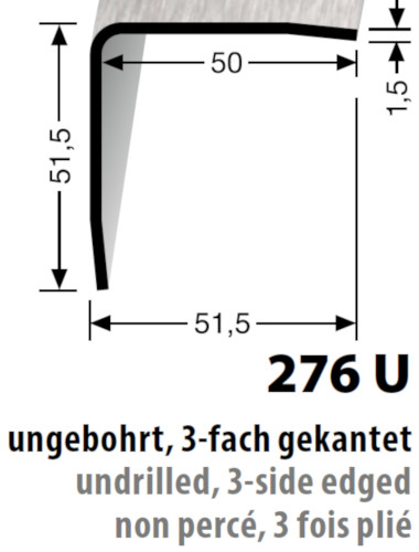 Küberit Eckschutzwinkel Typ 276 U, 50 x 50 mm, edelstahl (V2A)