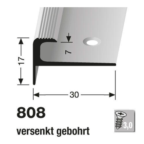 Küberit Alu Treppenkantenprofil Typ 808, 100 cm, poliert (F3)