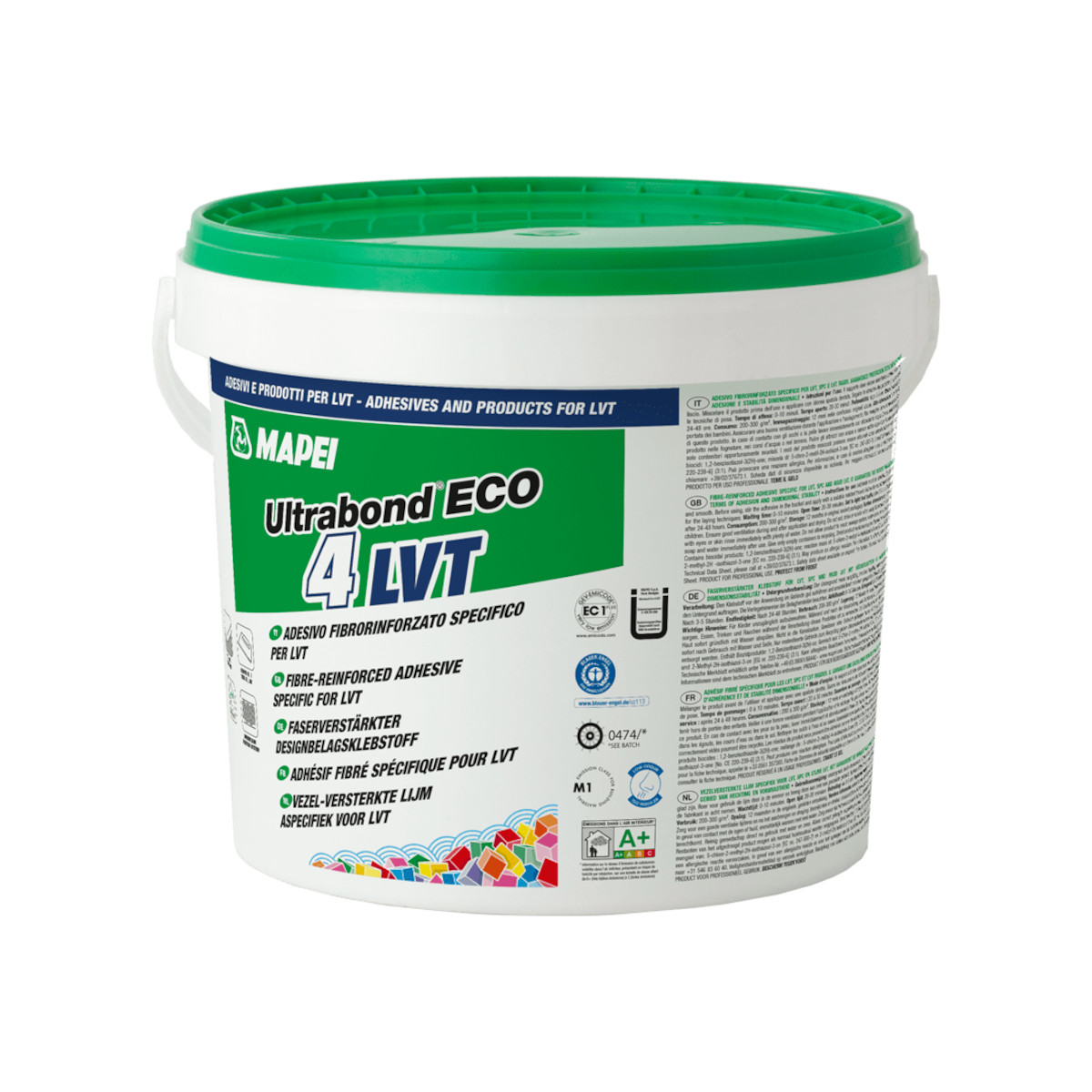 MAPEI Ultrabond Eco 4 LVT - Mikrofaser-Designbelagsklebstoff - Dispersionsklebstoff, faserverstärkt, zur Verlegung von Designbelägen im Innenbereich MAPEI Ultrabond Eco 4 LVT - Mikrofaser-Designbelagsklebstoff - Dispersionsklebstoff, faserverstärkt, zur Verlegung von Designbelägen im Innenbereich