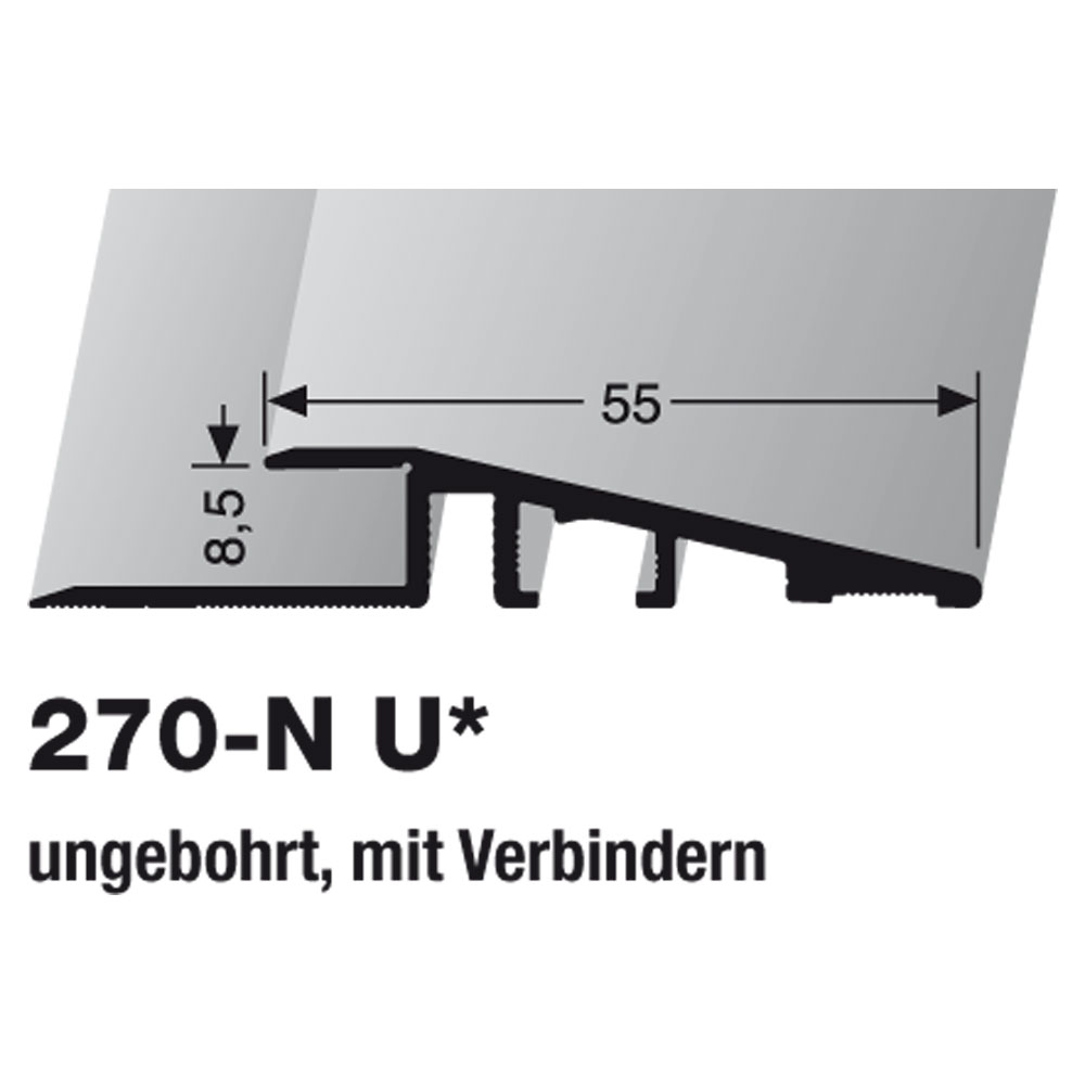 Küberit Rampenprofil ungelocht, Typ 270-N U, 315 cm, silber (F4)