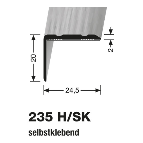 Küberit Alu Winkel 20 x 24,5 mm, Typ 235 H/SK, 100 cm, eiche weiß gekalkt (H33)