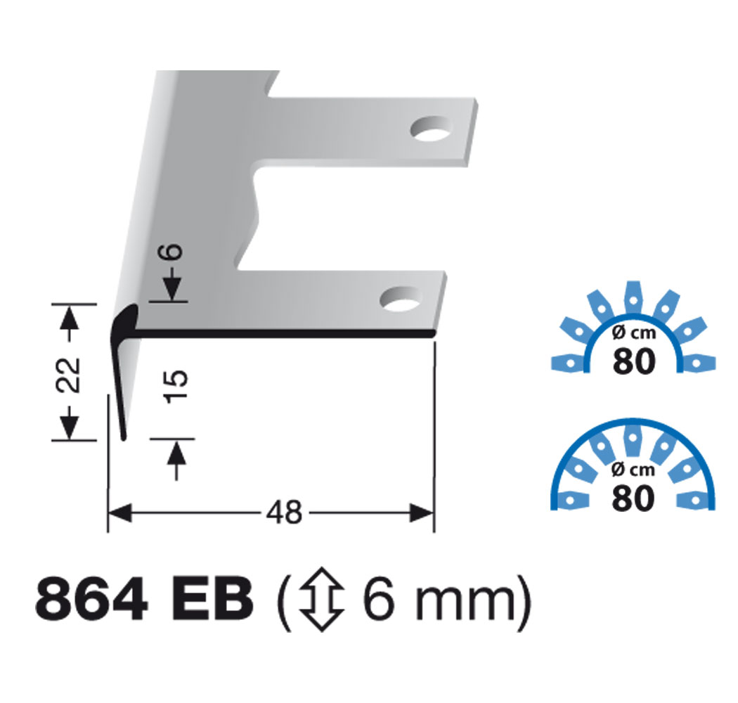 Küberit biegbares Treppenkantenprofil Typ 864 EB, 500 cm, silber (F4)