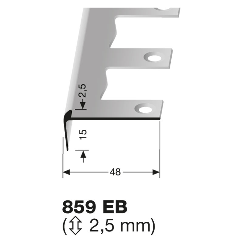 Küberit Alu Treppenkantenprofil Typ 859 EB, 250 cm, silber (F4)