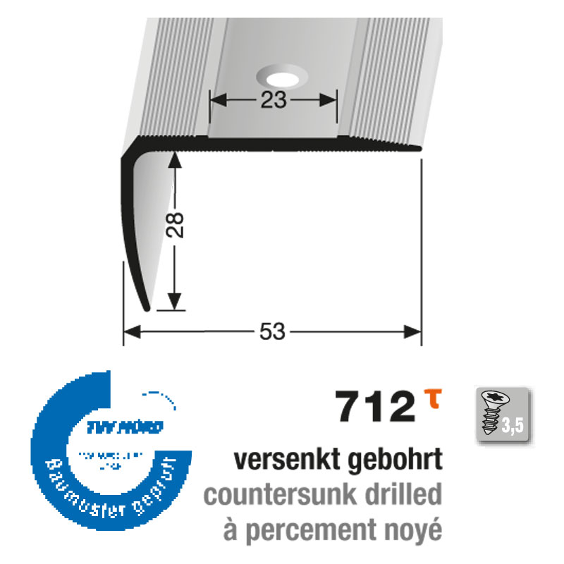 Küberit "Reno TK" Treppenkantenprofil Typ 713, 300 cm, silber (F4)