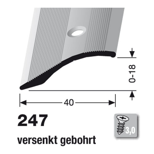 Küberit Abschlußprofil Typ 247 40 mm, 0-18 mm, versenkt gebohrt