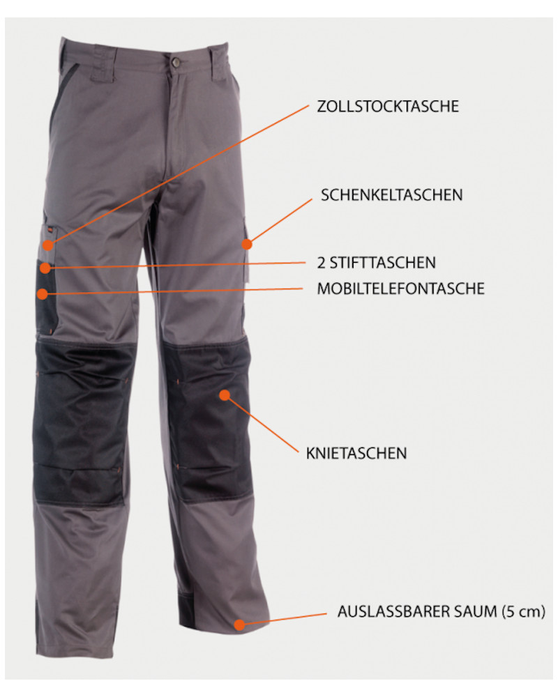 HEROCK® Mars Bundhose ohne Holstertaschen, grau/schwarz, Gr. 058-SL HEROCK® Mars Bundhose ohne Holstertaschen, grau/schwarz, Gr. 058-SL
