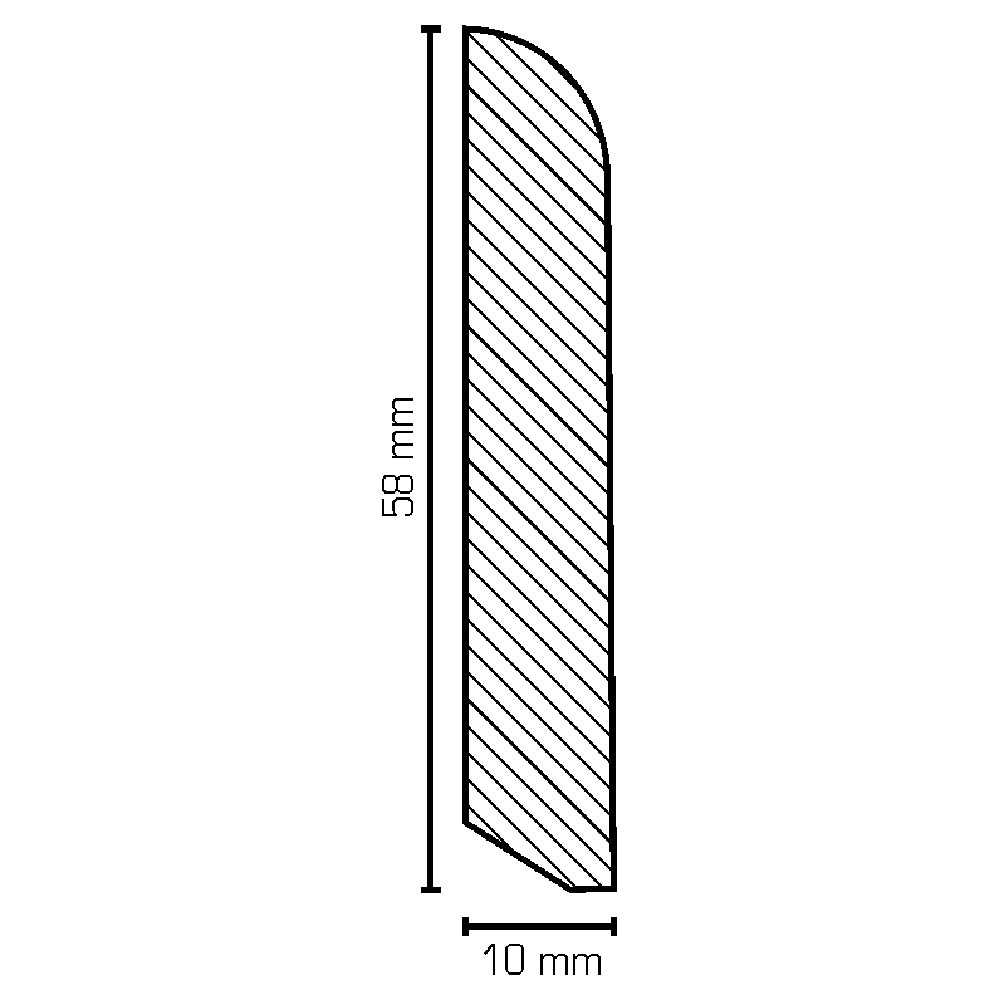 SÜDBROCK Holz Fußleiste Abachi 10 x 58 mm, roh, Längen á 240 cm