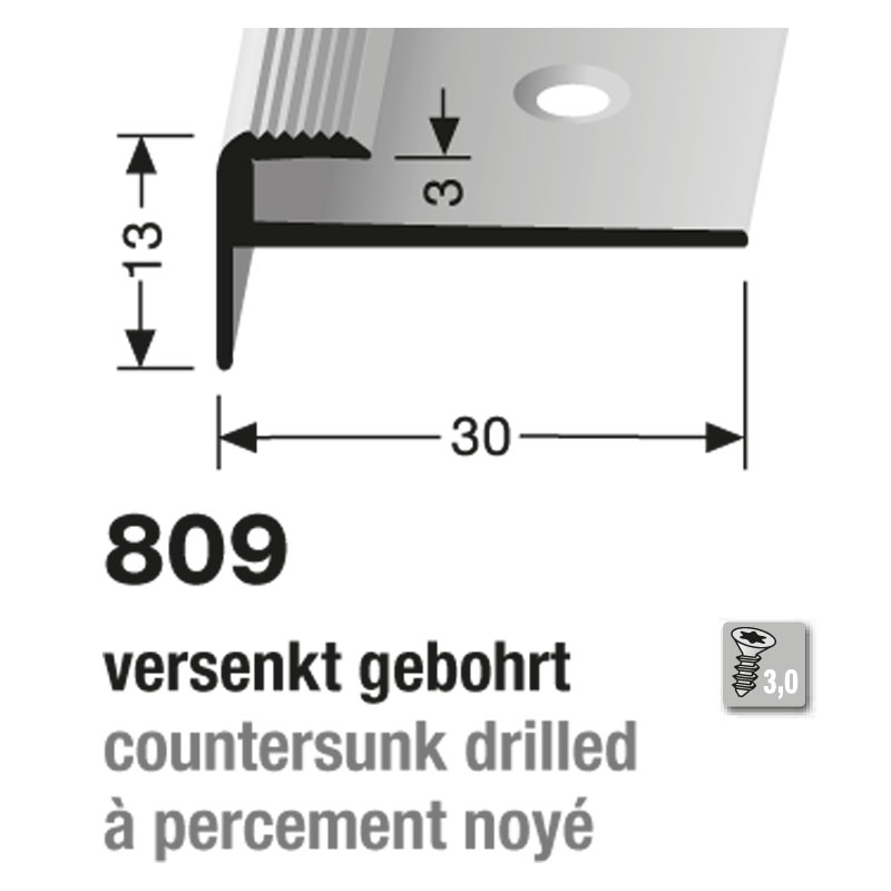 Küberit Alu Einfassprofil Typ 809, 100 cm, silber (F4)