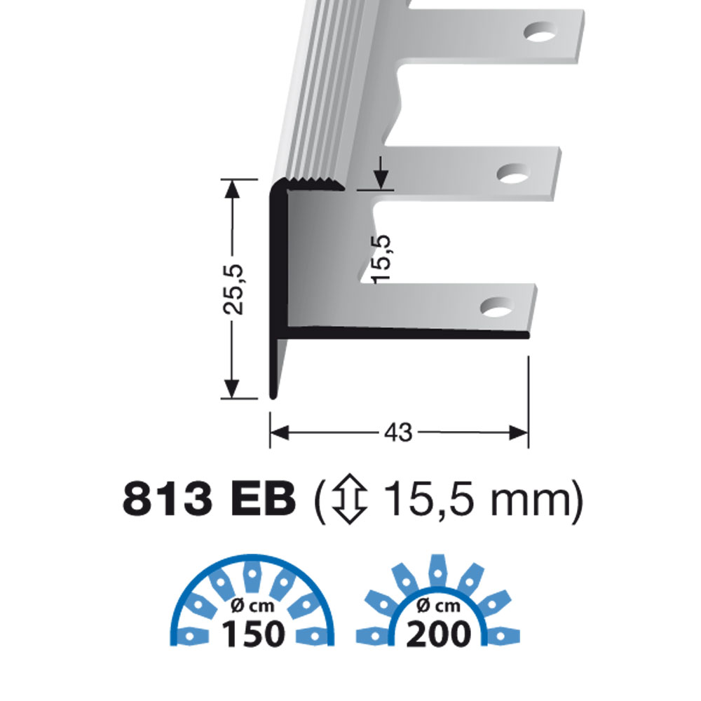 Küberit Alu Treppenkantenprofil Typ 813 EB, 250 cm, silber (F4)