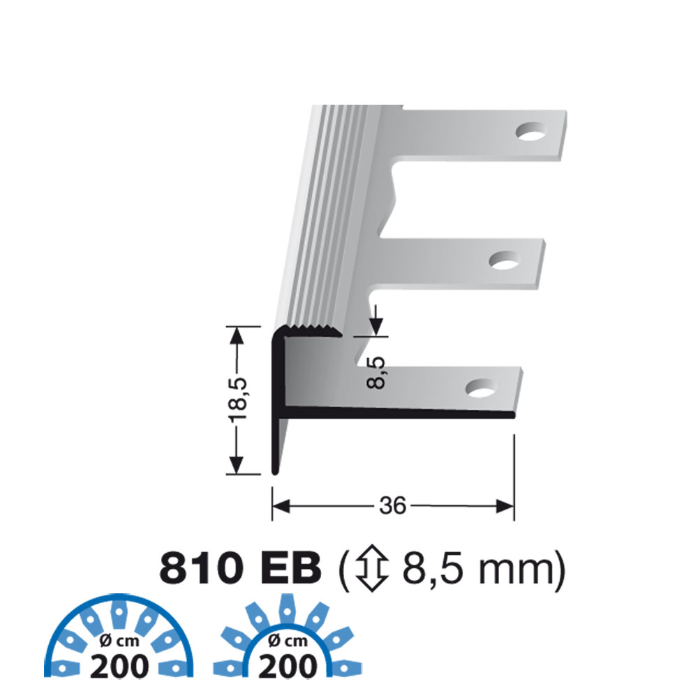 Küberit Alu Treppenkantenprofil Typ 810 EB 250 cm, silber (F4)