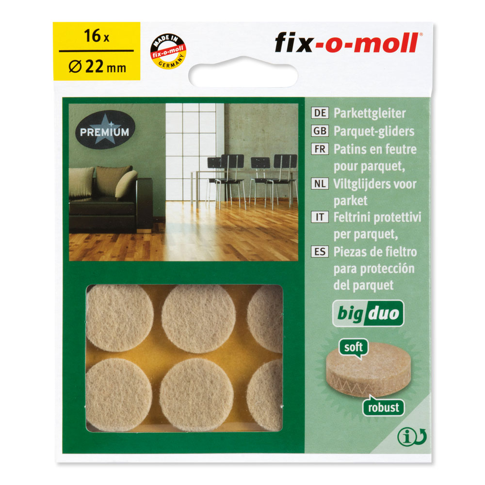fix-o-moll Big-Duo Parkett-Gleiter SK natur. Ø 22mm, 16 Stück fix-o-moll Big-Duo Parkett-Gleiter SK natur. Ø 22mm, 16 Stück