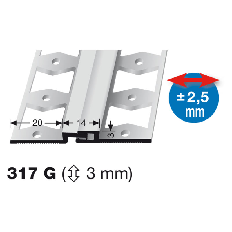 Küberit Alu Dehnungsprofil 3 mm, Typ 317 G