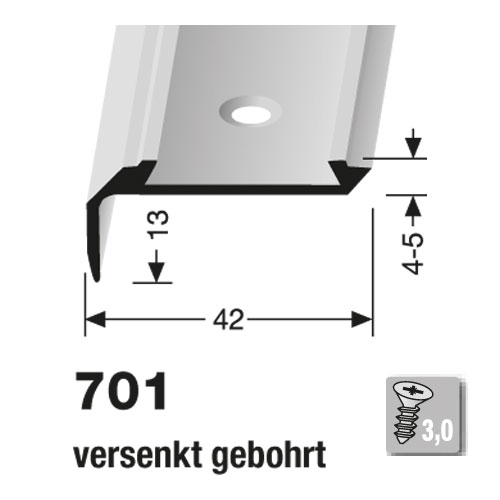 Küberit Alu Kombi-Treppenkantenprofil Typ 701, 500 cm, edelstahloptik (F2)