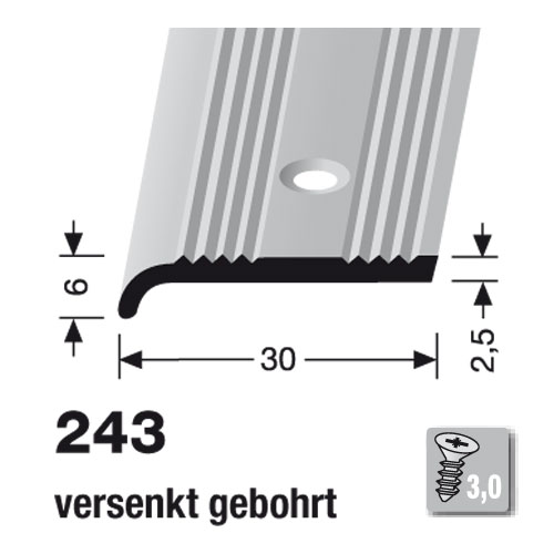 Küberit Abschluss- u. Einfassprofil Typ 243, 500 cm, Messing poliert (F7)