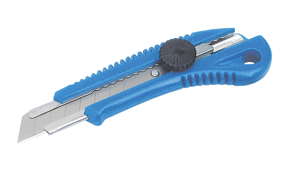 Abbrechmesser mit Feststellrädchen mit Metallführung Abbrechmesser mit Feststellrädchen mit Metallführung
