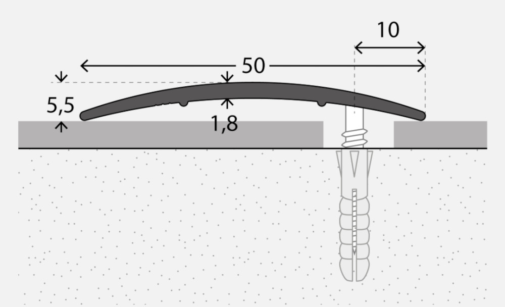 PRINZ Übergangsprofil Nr. 137 S, 50 mm, 270 cm, edelstahloptik matt