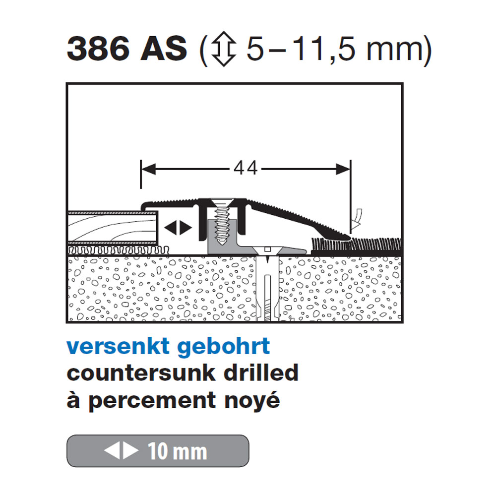 Küberit Anpassungsprofil PPS®-AS Typ 386-AS, 5-11.5 mm Küberit Anpassungsprofil PPS®-AS Typ 386-AS, 5-11.5 mm