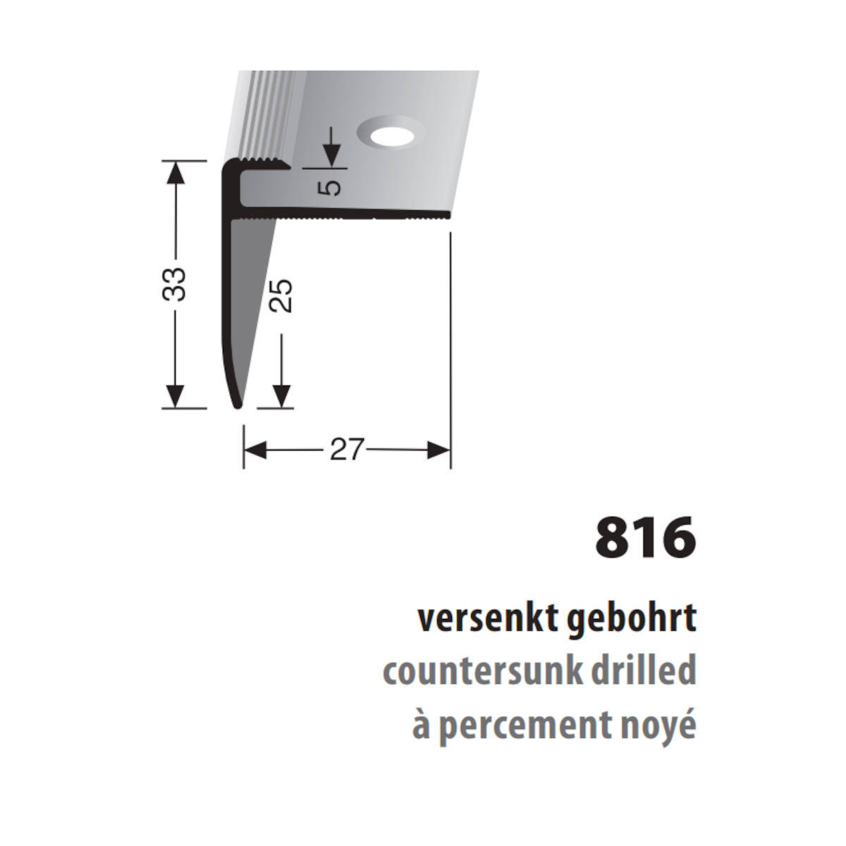 Küberit Alu Einfassprofil (Treppenkantenprofil) Typ 816