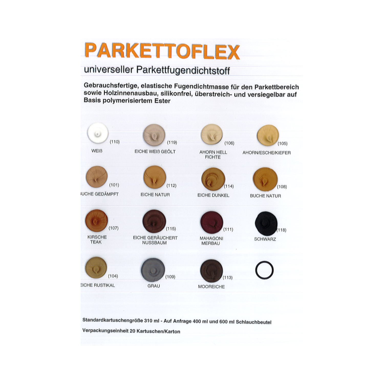 Hesolast A 2000 - Parkettoflex - Fugenmasse 310 ml elastisch, silikonfrei, überstreichbar, Weiß (110)