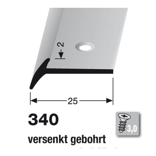 Küberit Alu Abschlussprofil Typ 340, 250 cm, silber (F4) Küberit Alu Abschlussprofil Typ 340, 250 cm, silber (F4)
