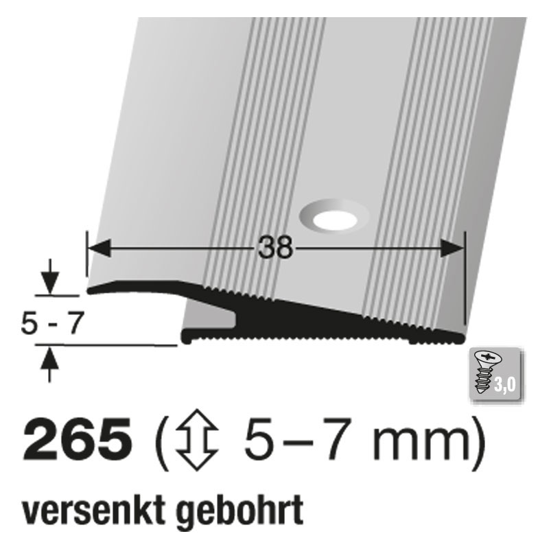 Küberit Alu Rampenprofil Typ 265, 270 cm, edelstahloptik (F2) Küberit Alu Rampenprofil Typ 265, 270 cm, edelstahloptik (F2)