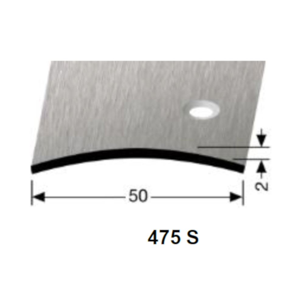 Küberit Übergangsprofil 2,0 x 50 mm, Typ 475 S, 270 cm, edelstahl gebürstet (F8G)