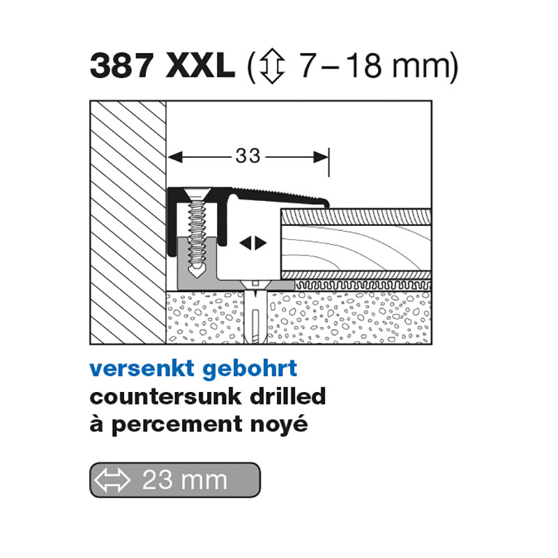 Küberit Abschlussprofil Typ 387 XXL, 300 cm, edelstahloptik (F2)