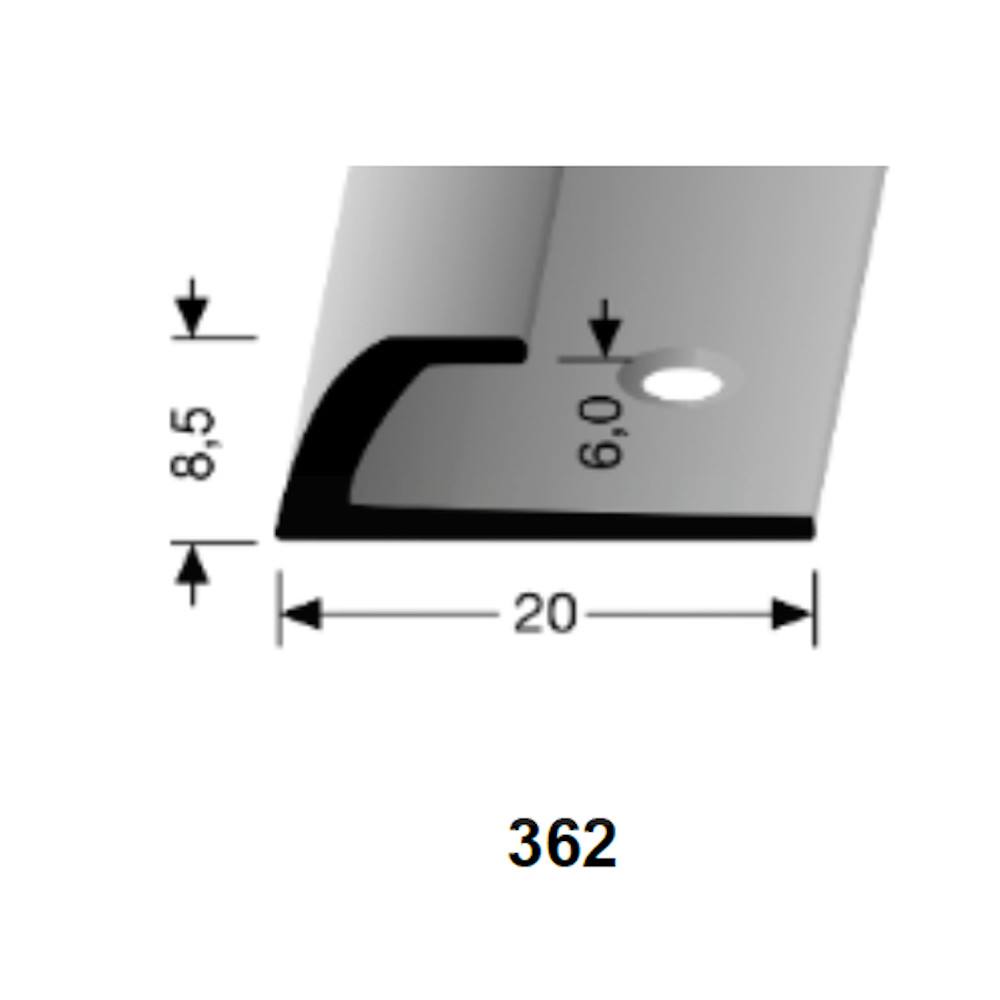 KÜBERIT Alu Abschlussprofil Typ 362 250 cm, silber (F4)