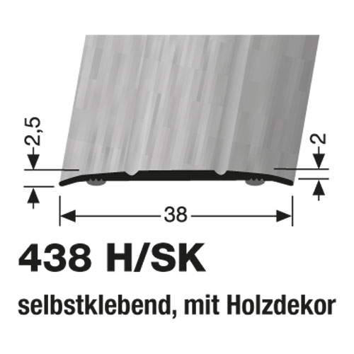 Küberit Alu Übergangsprofil 38 mm, Typ 438 H/SK