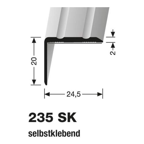 Küberit Alu Winkel 24,5 x 20 mm, Typ 235 SK, 100 cm, silber (F4)