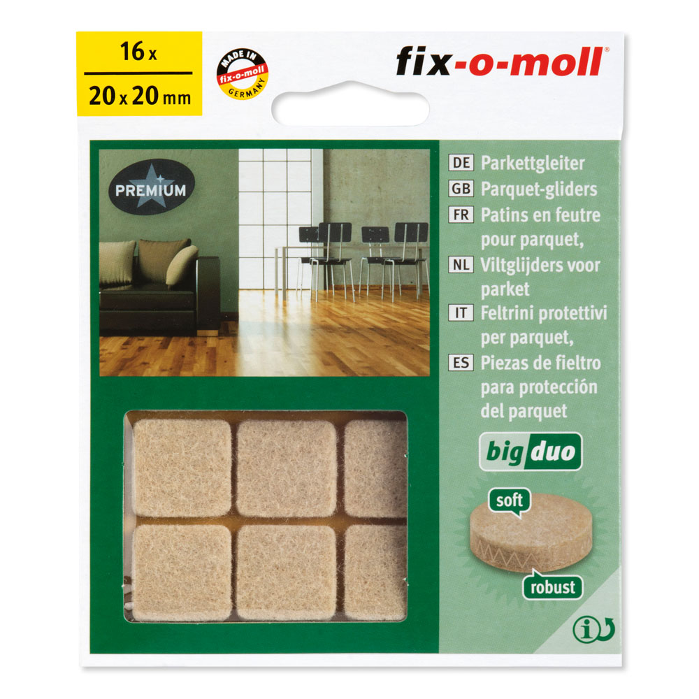 fix-o-moll Big-Duo Parkett-Gleiter SK natur.20x20mm.H 4.5 .16 St/Krt fix-o-moll Big-Duo Parkett-Gleiter SK natur.20x20mm.H 4.5 .16 St/Krt