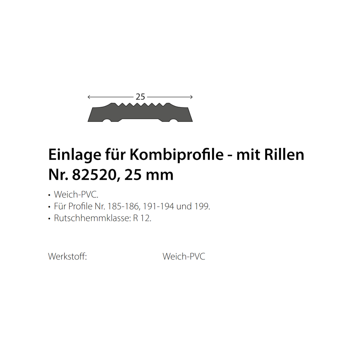 PRINZ PVC Einlage Nr. 825 für Kombiprofile, gerillt braun PRINZ PVC Einlage Nr. 825 für Kombiprofile, gerillt braun