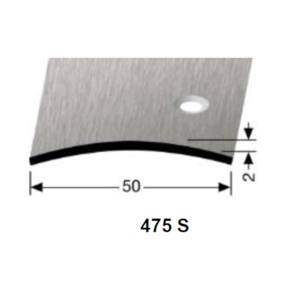 Küberit Übergangsschiene 2,0 x 50 mm, Typ 475 S, edelstahl gebürstet (F8G)