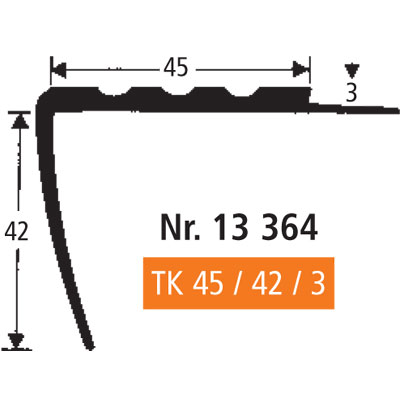 Weich-PVC Treppenkante TK 45/42/3, 250 cm Weich-PVC Treppenkante TK 45/42/3, 250 cm