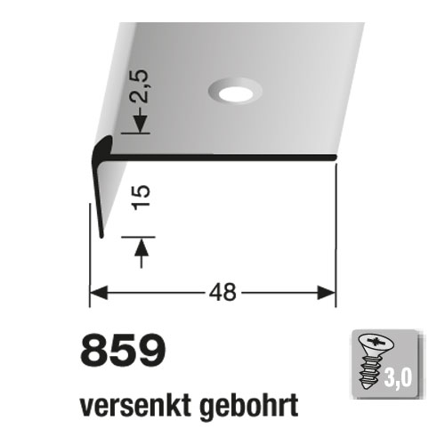 Küberit Alu Treppenkantenprofil Typ 859, 250 cm, edelstahloptik (F2)