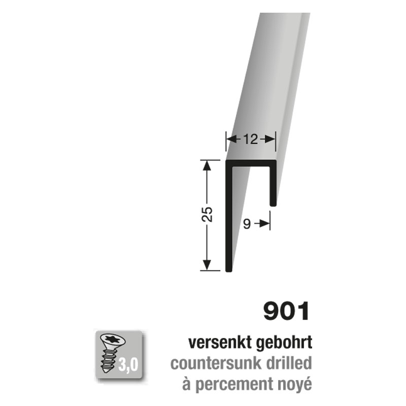 Küberit Alu Teppich-Sockelleiste Typ 901, 500 cm, edelstahloptik f.g. (F2G)