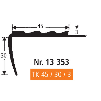 BOLTA Weich-PVC Treppenkante TK 45/30/3, schwarz (0111), Längen á 250 cm BOLTA Weich-PVC Treppenkante TK 45/30/3, schwarz (0111), Längen á 250 cm