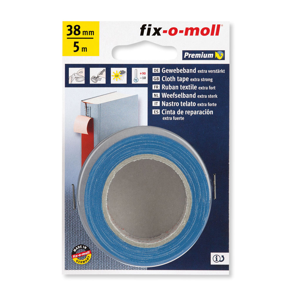 fix-o-moll Gewebeband, extra verstärkt, 5 m x 38 mm, blau