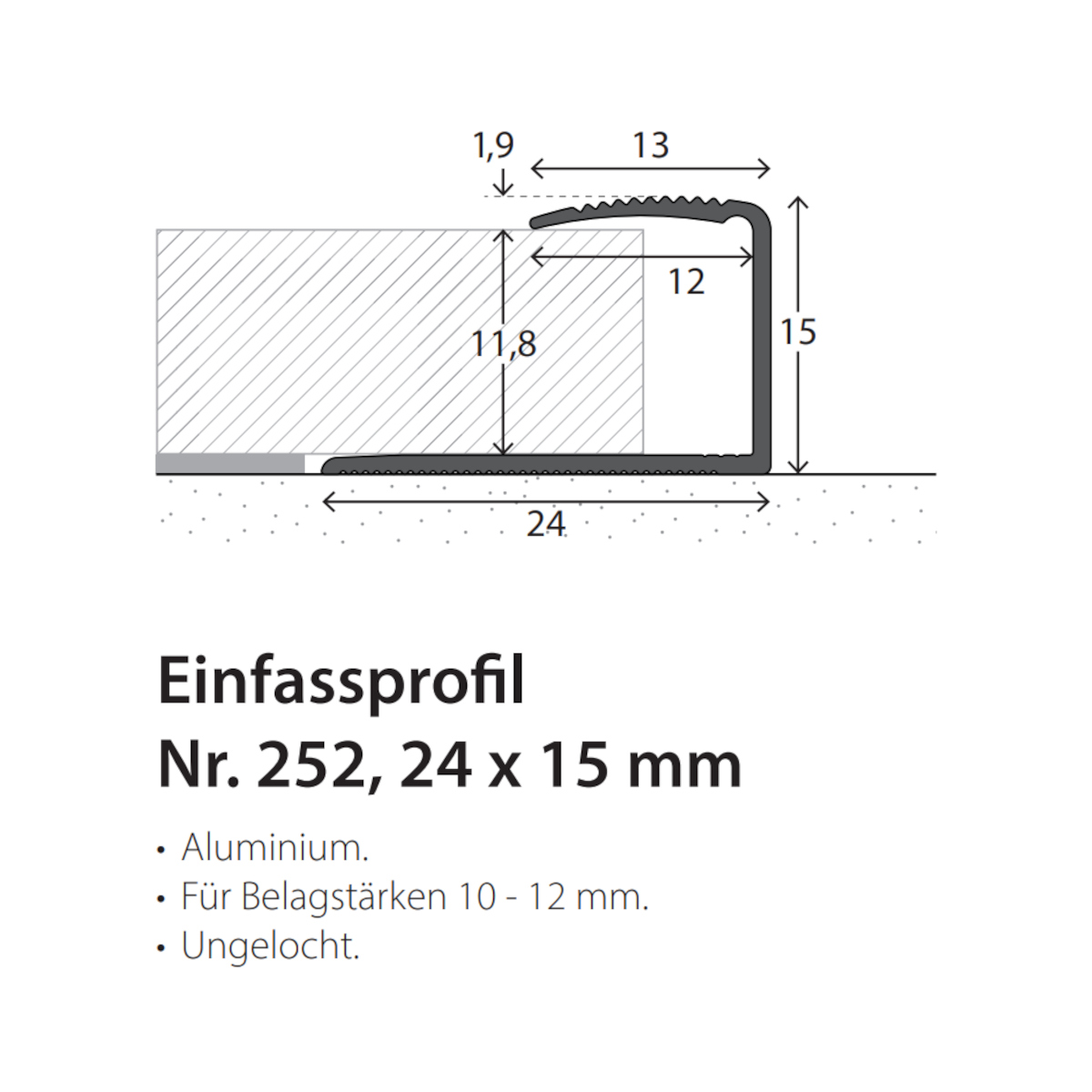 PRINZ Abschlussprofil Nr. 252, 10 - 12 mm in verschiedenen Farben