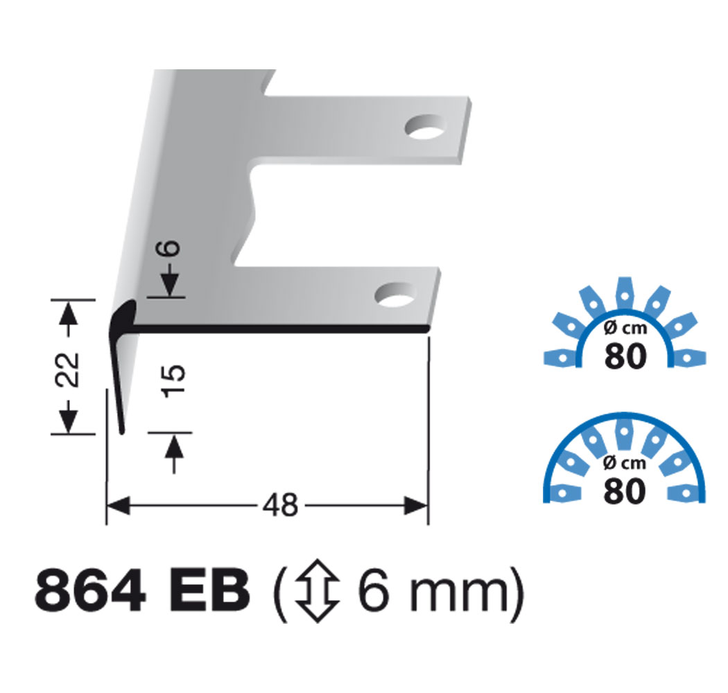 Küberit biegbares Treppenkantenprofil Typ 864 EB, 250 cm, edelstahloptik (F2)