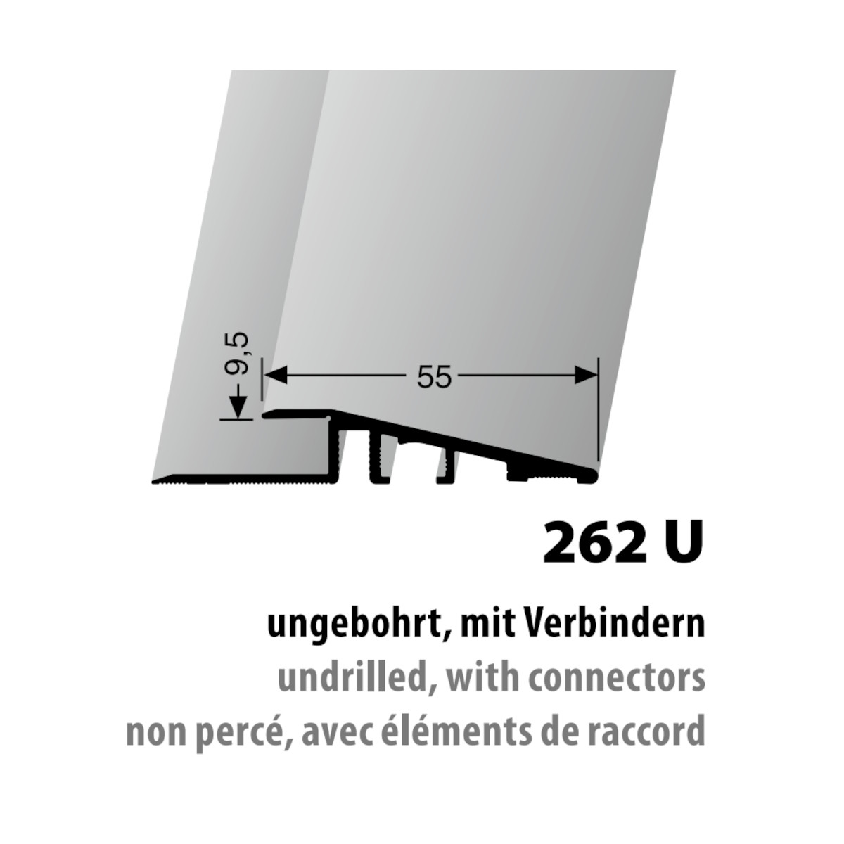 Küberit Rampenprofil ungebohrt, Typ 262 U, 315 cm, silber (F4)