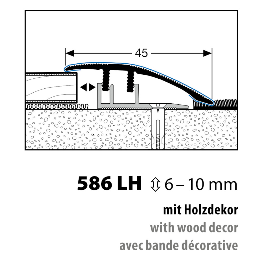 Küberit Anpassungsprofil Euro-Clip® 6 - 10 mm, Typ 586 LH, 100 cm, nussbaum (H81)