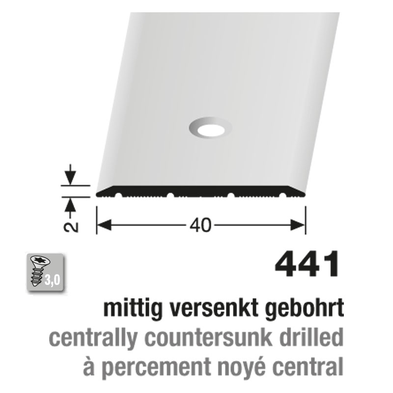 KÜBERIT Alu Übergangsprofil 40 mm 100 cm, poliert (F3)