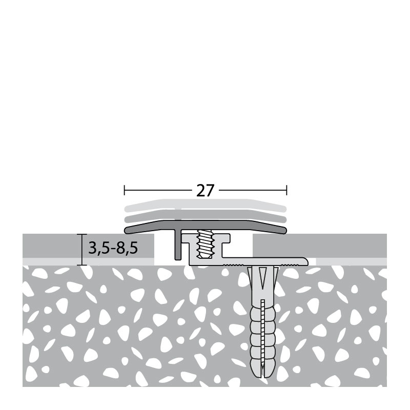 PRINZ LPS-DESIGN Übergangsprofilprofil Nr. 326, 27 mm, 100 cm, silber