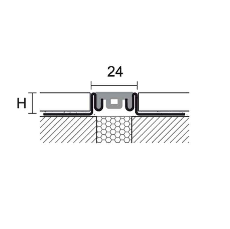 Profilpas Dehnungsfugenprofil 20 mm, edelstahl, Gummeinlage 24 mm grau, 270 cm