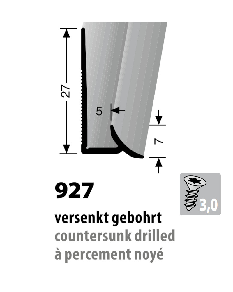 Küberit Alu Sockelleiste Typ 927, 250 cm, silber (F4) Küberit Alu Sockelleiste Typ 927, 250 cm, silber (F4)