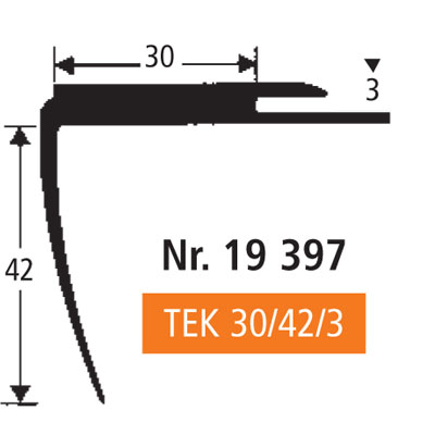 BOLTA Weich-PVC-Treppenkante TEK 30/42/3, beige (0295), Längen á 250 cm BOLTA Weich-PVC-Treppenkante TEK 30/42/3, beige (0295), Längen á 250 cm