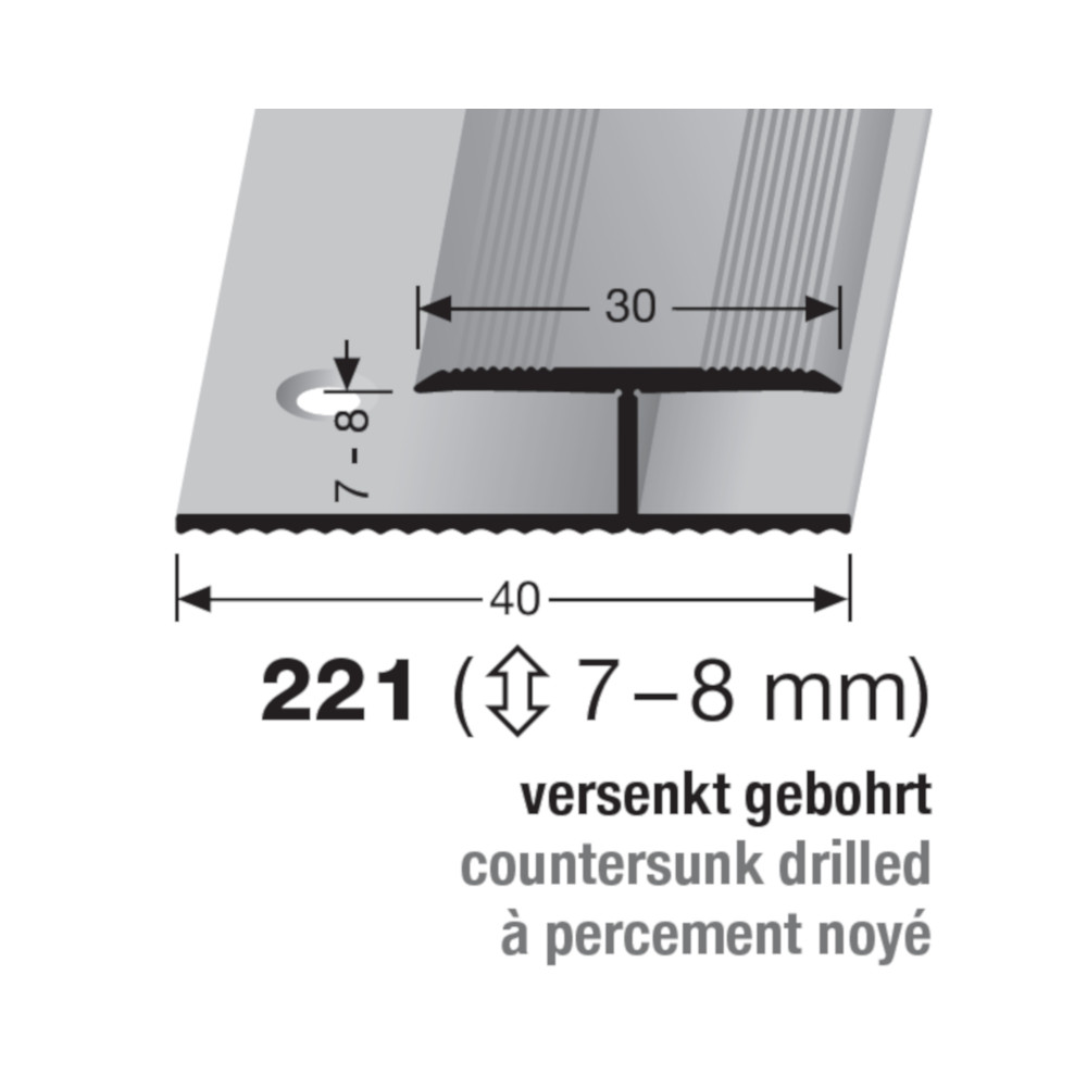 Küberit Alu Abschlussprofil Typ 221, 270 cm, edelstahloptik (F2)