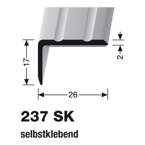 Küberit Alu Winkelprofil 26 x 17 mm Typ 237 SK, 270 cm, edelstahloptik (F2)